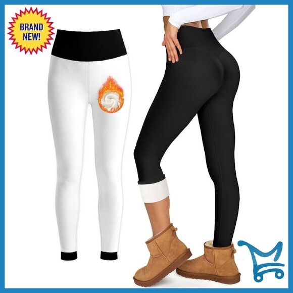 Fleece Lined Thermal Leggings High Waisted Tummy Control Workout Yoga Pants - Picture 1 of 8